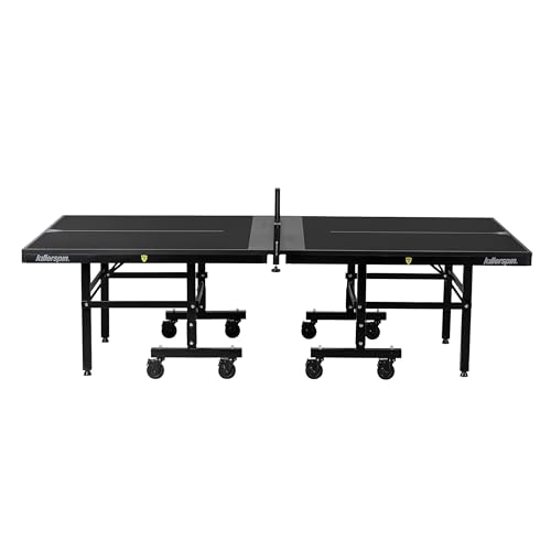 Killerspin MyT 415X Mega, Ping Pong Table, Foldable Table for Table Tennis, Portable Ping Pong Table Set with Built-in Paddle and Ball Storage, 18 mm MDF Board Pingpongball Table - color: Jet Black