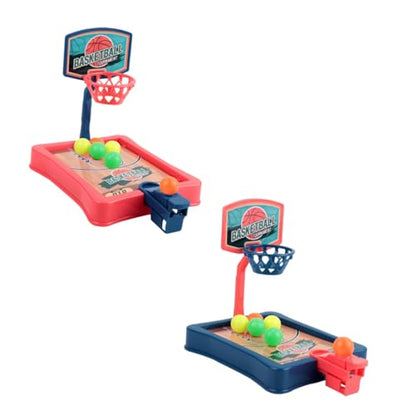 2 Sets Mini Table Basketball Game for Indoor Desktop Basketball Stands in Red and Blue Educational Plaything Enhancing Hand-Eye Coordination and Finger Strength and Portable