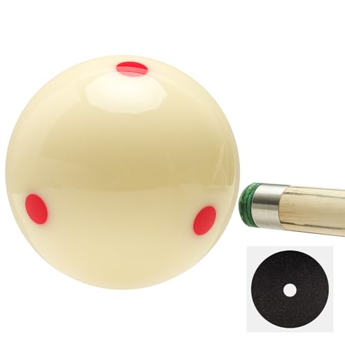2-1/4" Pro Training Cue Ball, 6 Red Dots Tournament Grade | White high-impact resin billiard cue ball, tournament standard for pool practice and 8-ball training