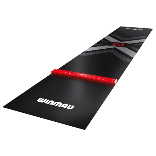 WINMAU Blade X Pro Zone Precision PVC Darts Mat with Integrated Raised Darts Oche Line - Full Length - Sleek Black Design - Professional Dart Accessories