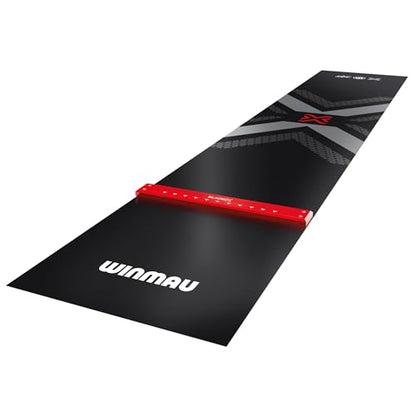 WINMAU Blade X Pro Zone Precision PVC Darts Mat with Integrated Raised Darts Oche Line - Full Length - Sleek Black Design - Professional Dart Accessories