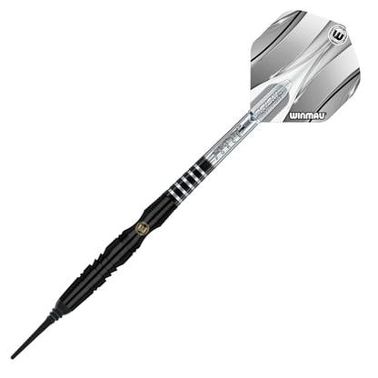 Winmau Sniper Black Professional Darts Set - 90% Tungsten Darts with Flights & Shafts - Match-Weighted Barrels for Steel Tip & Soft Tip Darts - Available in 18g to 24g Weights