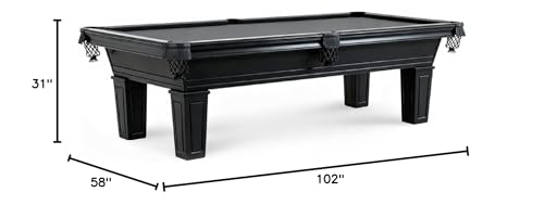 Empire USA - Corona Slate Pool Table W/Premium Billiards Accessories - (7FT and 8FT,Stain Black) - size: 8FT With Installation