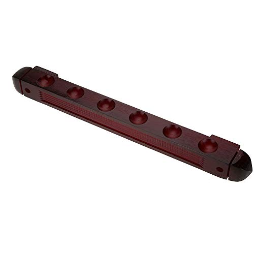 Keenso Pool Cue Rack, Billiard Cue Rack, Wood Wall Mounted, 6 Cues Pool Cue Stick Holder with 4 Screw & Expansion Plug for Pool Bars, Billiard Rooms, Homes, Clubs, and Casinos