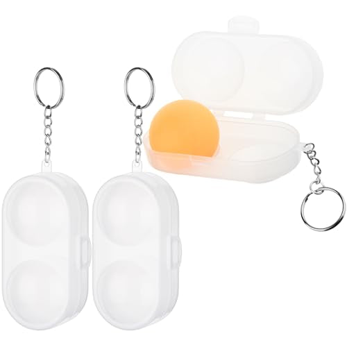 Cosmos 3 Pcs Table Tennis Ball Protective Case Ball Holder Ping Pong Ball Carry Box Portable Table Tennis Ball Storage Box with Keychain for Ping Pong Container Ball Accessories