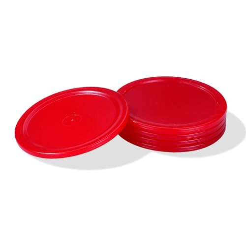 Pack of 5 Red 2-inch Mini Air Hockey Table Pucks - size: 2.5-inch