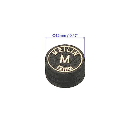 M METERXITY Pool Cue Tips - Laminated Billiard Cue Tips Multiple Layer Faux Leather Apply to Pool Cues/Snooker - size: 12mm, style: Medium