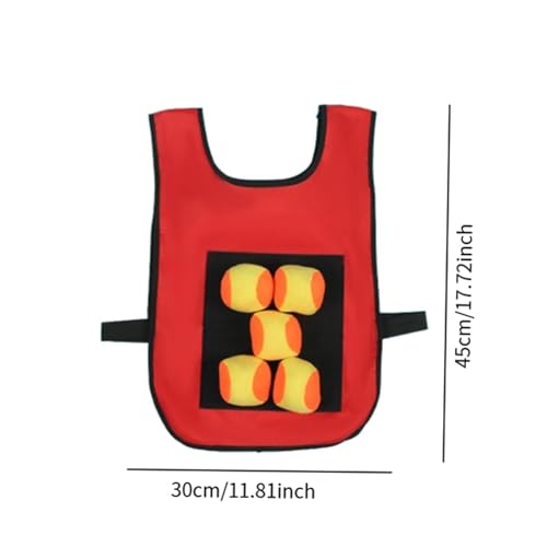 harayaa Sticky Ball Vest Dodgeball Game Set Kids Target Ball Vest Throwing Game Props Oxford Cloth Soft Balls Suitable for Indoor Activities, red and Kids
