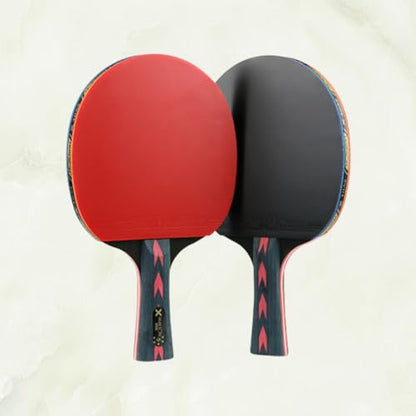2pcs 5 Star Carbon Fiber Table Tennis Racket Double Pimples-in Pingpong Paddle Set for Teenagers Professional Training with Horizontal Grip, Portable Indoor Outdoor Sports