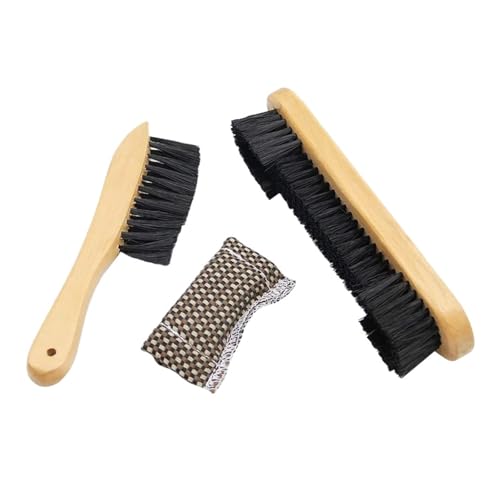 3 Pcs 8 Inch 9 Billiard Brush Set Wooden Handle Soft Bristles Pool Table Felt Cleaner Wipe Cleaning Tool Fabric Sheet for Pool Tables and Cabinets