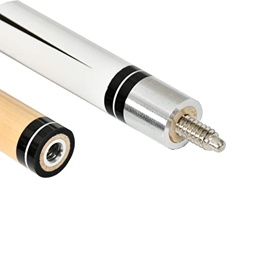 Set of 2 Pool Cue Stick,58" 2 Piece Maple Billiard Cue Stick - color: White