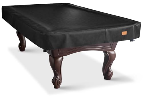 Heavy Duty Leatherette Billiard Pool Table Cover, Waterproof & Tearproof Cover for Pool Table 7/8/9FT (Black/Faux Lambskin, 8FT-(100"LX 56"WX 8“H)) - color: Black/Faux Lambskin, size: 8FT-(100"LX 56"WX 8“H)