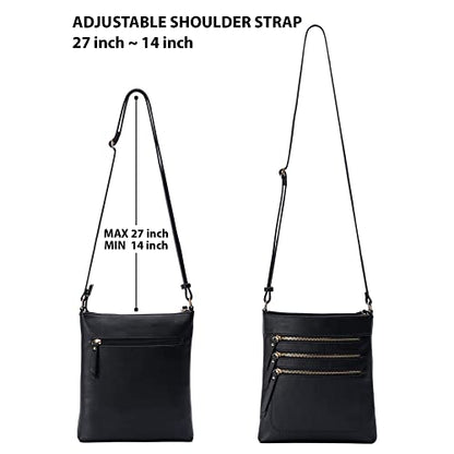 Solene Crossbody Bag Functional Multi Pocket Messenger Purse Top Zip Closure Shoulder Handbag With Adjustable Strap - color: Black