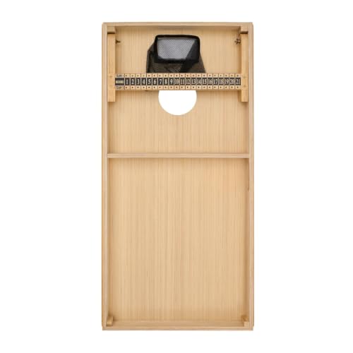 Let's Get Tossed Regulation Cornhole Set - Two 4x2 FT Double Hole Boards with Built-in Scoreboard, 1 Canvas Tote Bag & 8 Professional Red & Blue Bean Bags