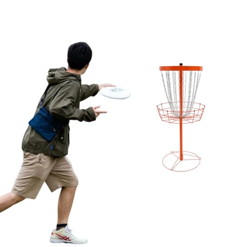Disc Golf Basket, Portable Disc Golf Target Basket with 24 Heavy-Duty Chains, Professional Disc Golf Training Stand & Practice Basket for Backyard, Park, Camping
