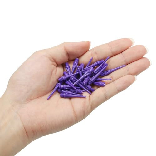 YOKIVE 60 Pcs Plastic Dart Tips, Game 2BA Thread Soft Darts Tips Replacements Plastic Tips Soft Tips| Indoor Outdoor Play (Purple)