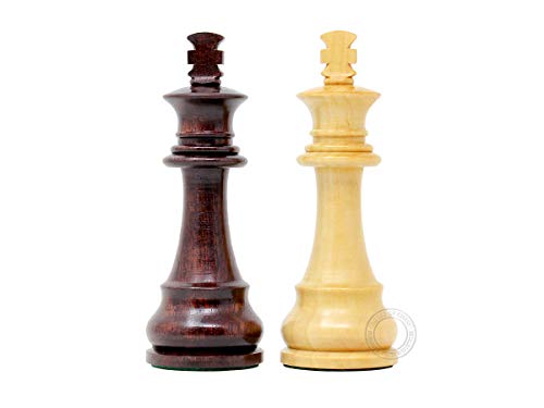 House of Chess - Tournament Chess Set Pieces - Unique Staunton Ringy Rosewood/Boxwood Chess Pieces - King Height: 3.75" (95 mm) - 2 Extra Queens - Weighted