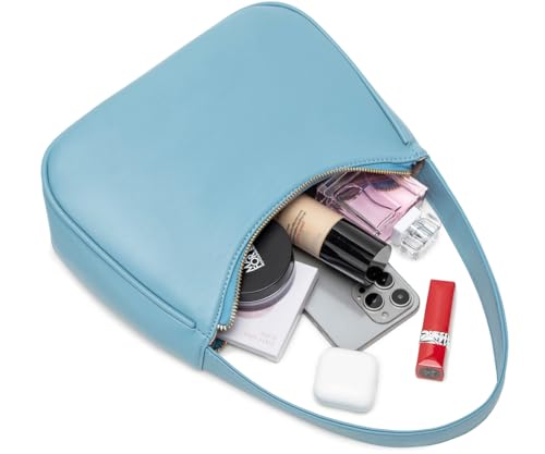 CYHTWSDJ Shoulder Bags for Women, Cute Hobo Tote Handbag Mini Clutch Purse with Zipper Closure - color: Lake Blue