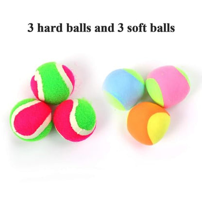 Cooraby 3 Set Paddle Toss and Catch Ball Game with Storage Bag for Sports, Beach and Party Favor, 6 Paddles and 6 Balls, Black