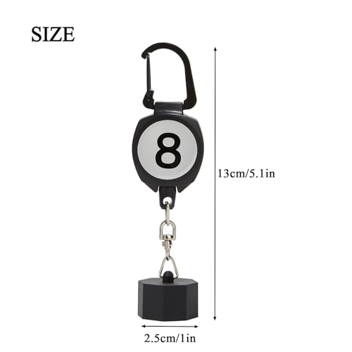 LAKE OF FIRE Billiard Chalk Holder，Pool Chalk Holder with Retractable Key Ring Black - size: Octagon