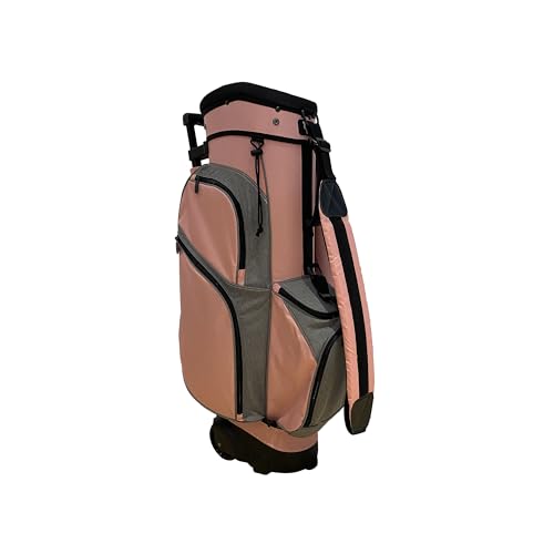 RJ Sports Spinner X Transport Wheeled Golf Cart Bag - color: Pink/Heather Grey