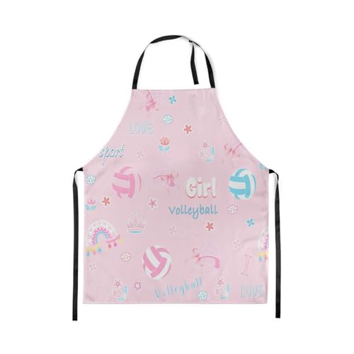Castle Fairy Boy Soccer Kitchen Apron - color: Pink Volleyball