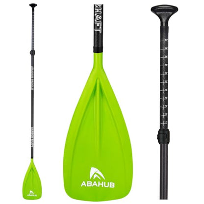 Abahub 1 x 3 Section Carbon Fiber SUP Paddle, Adjustable 67''-86'' Stand Up Paddle Lightweight Carbon Shaft, Black/Blue/Yellow/Green/Orange/Red Plastic Blade + Paddle Bag - color: Green-SUP Paddle