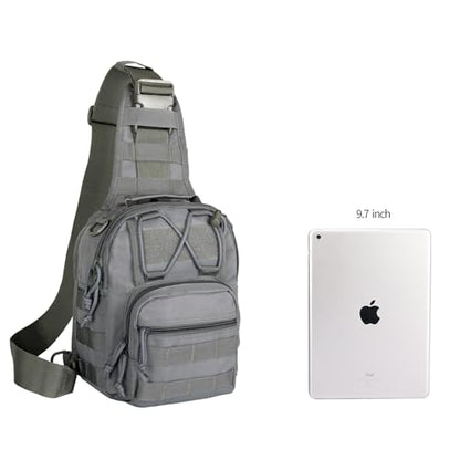 Viriber Tactical Backpack, Waterproof Military Cross-body Molle Sling Shoulder Backpack Chest Bag for Outdoor Every Day Carry gray - color: Gray