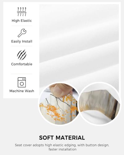 Savannan Office Chair Cover, Autumn Maple Tree Orange Watercolor Protective Stretch Elastic Universal Cover for Desk Task Chair,Computer Rotating Chair 1 Pcs Forest Landscape