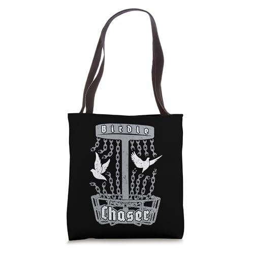 Birdie Chaser Disc Golf Frolf Doves Breaking Basket Chains Tote Bag