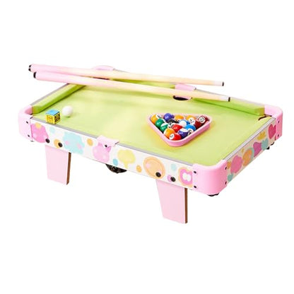 Small Pool Table – Folding Tabletop Billiard Set for Family Interactive Play | Compact Educational Game with Cue Sticks Balls Rack Helping Adults Kids Enjoy Indoor Outdoor Home Living Room