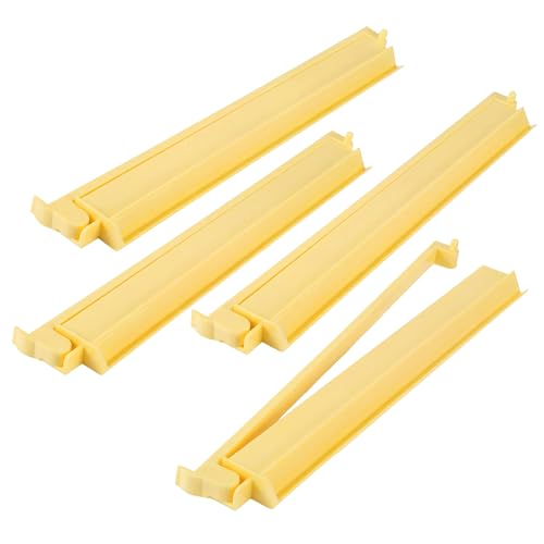 4 Pcs 18.7 Inch Creamy Yellow Acrylic Mahjong Tile Racks with Pushers for Game Night American Mahjong Racks Tile Set for Mah Jong Lovers and Beginners - color: Creamy Yellow