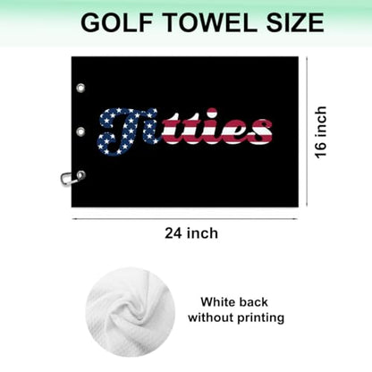 Funny Titties Microfiber Towel, Premium Golf Towel with Clip, Ideal Golf Accessory Gifts for Men Women Golfer Grandpa Mom Dad, Birthday Retirement Gifts for GolfFans Golfs Lover, 16x24 Inch - color: Titties American Flag