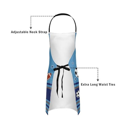 Manfei Ball Sports Kids Kitchen Apron - color: Navy Blue Orange