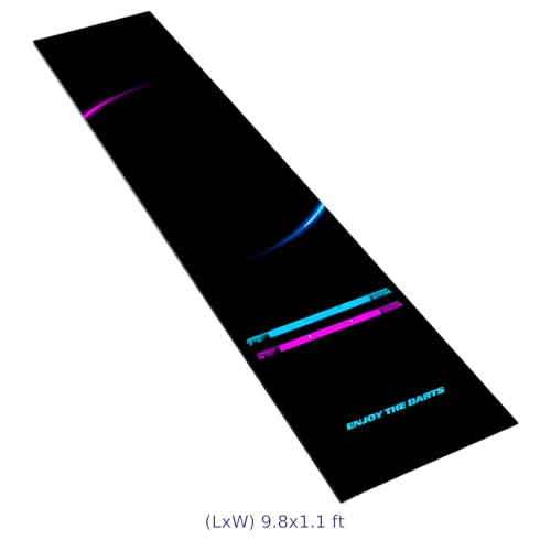 Dart Mat, 118.1 in / 300 cm Professional Dart Mat with Anti-Slip Backing, Protects Floors, Easy to Clean Polyester Fabric, Safe Distance, Arcade Style, 13.4 in / 34 cm Standing Comfort