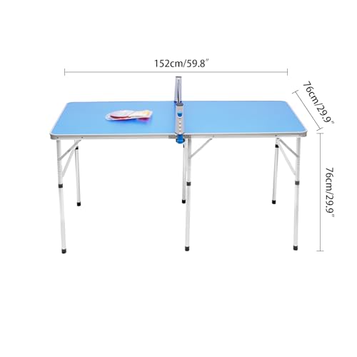 Portable Ping Pong Tables Set, Foldable Table Tennis Table with Net, 2 Paddles & 3 Balls, Multi-Use Free Standing Ping Pong Table for Indoor/Outdoor and Professional Practice Training for Adults/Teens