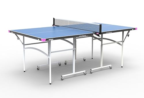 Butterfly Junior Rollaway Ping Pong Table - 3/4 Size Table Tennis Table - Space Saver Game Table for Game Room - Regulation Height Ping Pong Table - Sturdy Frame - Net Included - color: Blue
