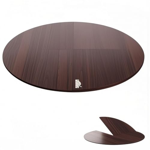 Foldable Round Wood Table Top Extender - Diameter 55 inch, 38 lbs | Indoor, dark walnut, folds for easy storage, no legs, fits 6-8 people, catering party tables, kitchen & dining room tabletop - size: D-55.12IN