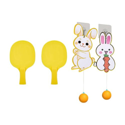 B Baosity Indoor Hanging Table Tennis Trainer with 2 Rackets and 2 Balls, Table Tennis Training Set, Parent Child Toy, 2 Bunny Board