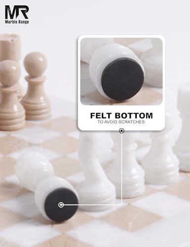 Marble Chess Set 12" Inches White and Verona with Storage Box and 2 Extra Queen Handmade Luxury Board Games for Adults, Ideal Chess Board Game & Marble Chess Set for Adults - color: White & Verona
