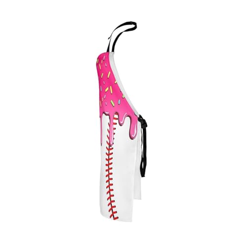 Castle Fairy Ice Cream Drip Baseball Kids Kitchen Apron - color: Rose Pink