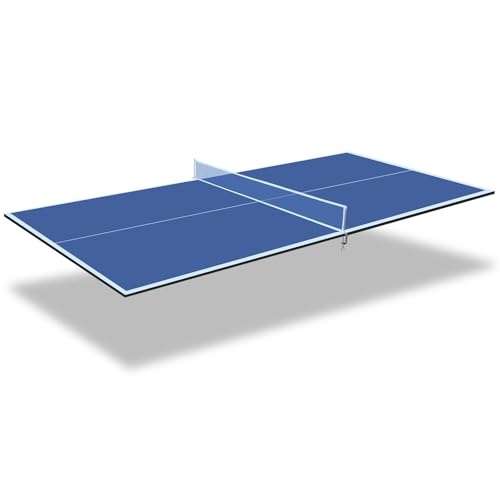 Foldable Ping Pong Table Top for Billiard Table, 6FT/7FT/8FT/9FT Table Tennis Table Topper for Pool Table, Indoor Outdoor Portable Table Tennis Conversion Top w/Net & Foam Padding - color: Blue, size: 8x4FT