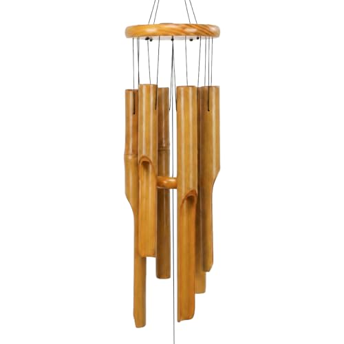 MUMTOP Bamboo Wind Chimes, Outdoor Wooden Wind Chime with Amazing Deep Tone for Garden, Patio, Home or Outdoor Decor