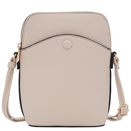 Solene Small Crossbody Bag with Gold Hardware, Mini Shoulder Purse with Adjustable Strap - color: Nude