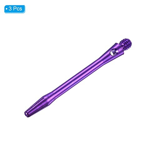 48mm Aluminum Dart Shafts, Medium 2BA Thread Dart Stems Dart Accessories Throwing Fitting for Steel Tip - 3 Pack (Purple)