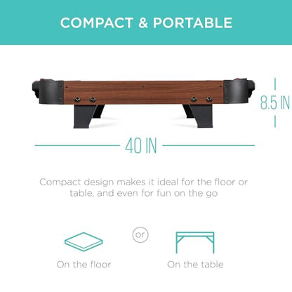 Best Choice Products Portable Tabletop Air Hockey Table for Game Room w/ 100V Motor, Electric Fan, 2 Strikers, 2 Pucks - color: Black Walnut