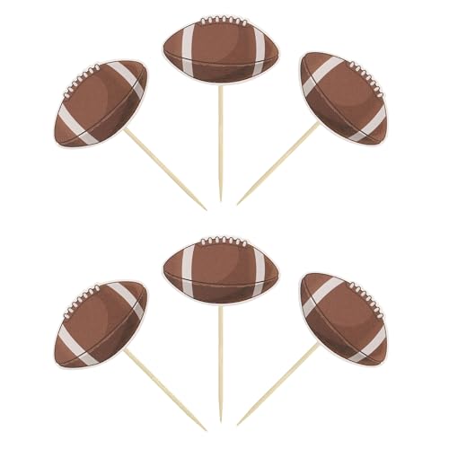 36Pcs American Football Cupcake Toppers Rugby Ball Cupcake Decorations Sport Ball Cupcake Toothpicks for Football Themed Baby Shower Kids Birthday Party Cake Decorations - style: American Football