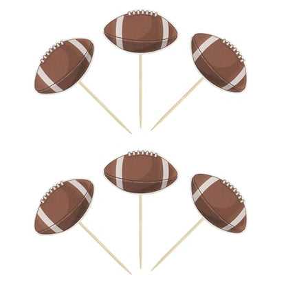 36Pcs American Football Cupcake Toppers Rugby Ball Cupcake Decorations Sport Ball Cupcake Toothpicks for Football Themed Baby Shower Kids Birthday Party Cake Decorations - style: American Football