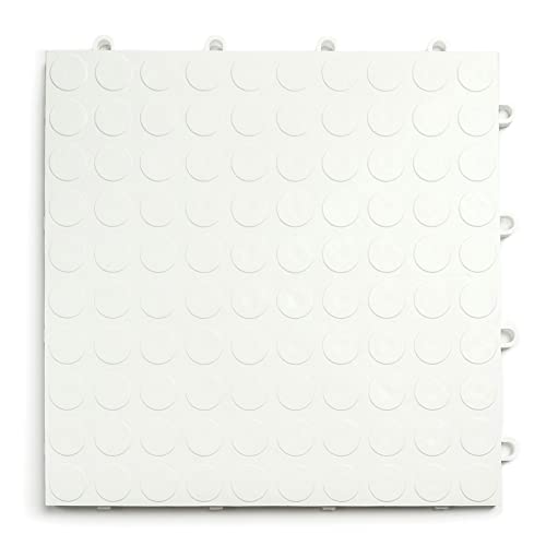 Big Floors GarageDeck Garage Floor Tiles, Interlocking Garage Flooring, Coin Pattern Non-Slip Heavy-Duty Copolymer Modular Tile (White, 24 Pack of 12 x 12" Tiles, 24 Sq Ft) - color: White, size: 24 Pack