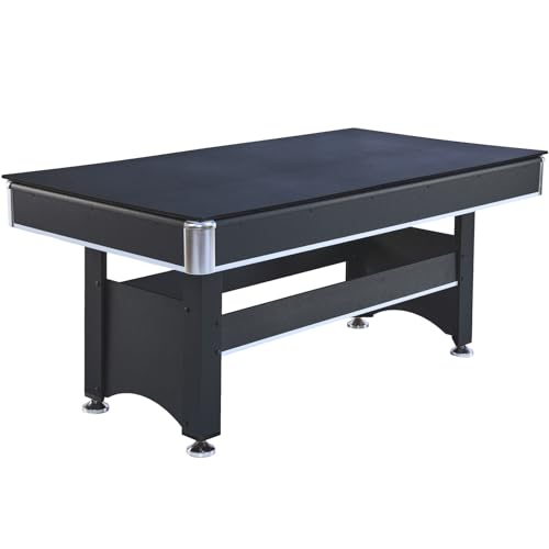 Tomkate 6-Foot Pool and Table Tennis Multi Game with Felt and Table Tennis Surface. Includes Billiard Accessories, Cues, Paddles and Balls for Family Game Room - color: Blue Felt with Black Body